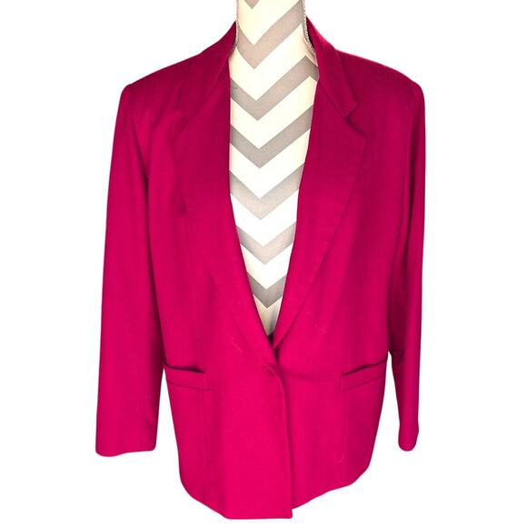 Dumas Blazer Womens LRG 14 Red Wool Jacket One Button Lined Vintage Made In USA - Picture 1 of 13